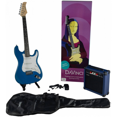 DAVINCI SET-100 BL комплект электрогитара, комбик, чехол, стойка, тюнер, цвет синий