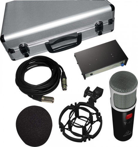 Behringer T-47 Studio Condenser Microphone ламповый студийный конденсаторный микрофон (кардиоида), в комплекте с эласт. подвесом, блоком питания, кабе фото 2