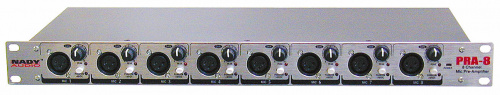 Nady PRA-8 Восьмиканальный рэковый микрофонный предусилитель, 8 микрофонных входов XLR, 8 линейных в
