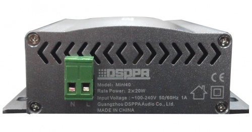 DSPPA Mini-40 Компактный двухканальный настенный усилитель. Мощность 2х20 Вт 4-16 Ом, Линейный вход, фото 3
