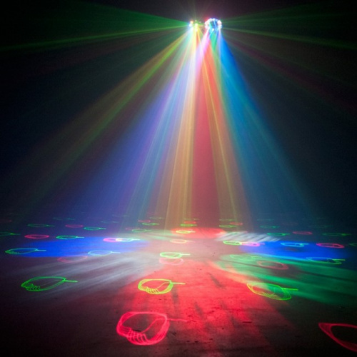 American DJ Stinger Gobo 3-в-1: эффект гобо, стробо/чейз и лазерный эффект. 8 x 3W RGBW LED + 8 x 1W RGBA LE фото 6