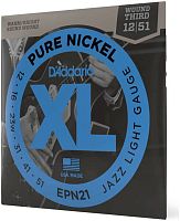 D'ADDARIO EPN21 PURE NICKEL JAZZ LIGHT 12-52 струны для электрогитары, никель, 12-52