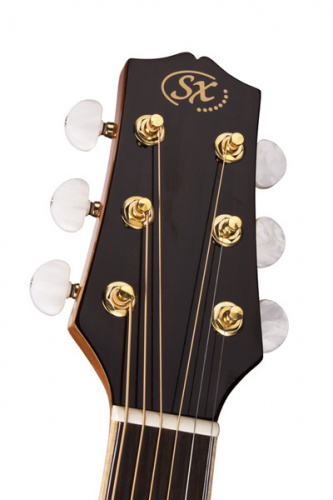 SX DG50+ Гитара акустическая, верхняя дека: цельная ель, нижняя дека и обечайка: палисандр, гриф: кр фото 2