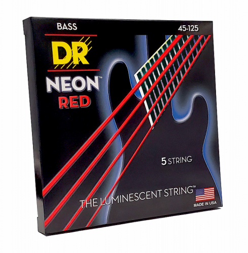 DR NRB5-45 HI-DEF NEON струны для 5-струнной бас гитары с люминисцентным покрытием красные 45 фото 2