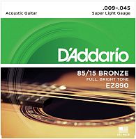 D'Addario EZ890 струны для акустической гитары, бронза 85/15, Super Light 9-45