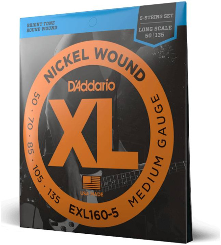 D'Addario EXL160-5 Струны бас 5-стр. soft/reg, 050-135.