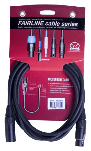 Superlux SFM2.5FM балансный микрофонный кабель 2,5 м, XLR3F - XLR3M, жила 0,2 мм