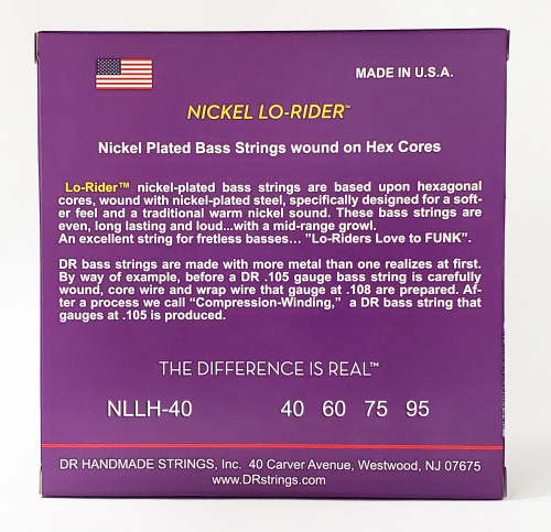 DR NLLH-40 NICKEL LO-RIDER струны для 4-струнной бас-гитары никель 40 95 фото 2