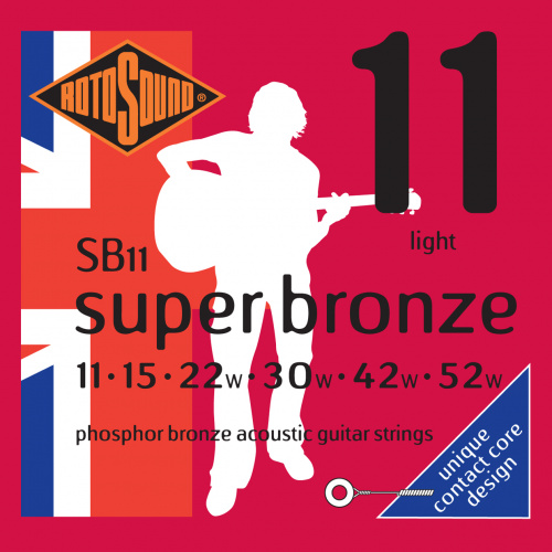 ROTOSOUND SB11 STRINGS PHOSPHOR BRONZE струны для акустической гитары, покрытие фосфорированная бронза, 11-52