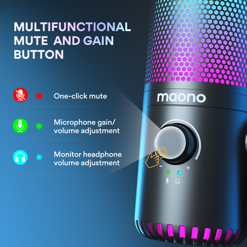 Maono DM30RGB, конденсаторный USB микрофон, 24bit 48kHz, ПО Maono Link, RGB подсветка фото 9