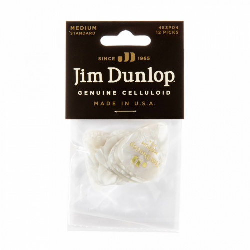 Dunlop Celluloid White Pearloid Medium 483P04MD 12Pack медиаторы, средние, 12 шт. фото 4