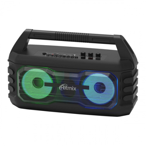 RITMIX SP-610B black 20 Вт (10 Вт * 2), TWS, Bluetooth: 5.0, 90 Гц -18 КГц, FM-радио, память на 50 радиостанций, AUX, USB, microSD (MP3, WAV, WMA, APE фото 4