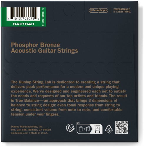 Dunlop DAP1048 струны для акустической гитары Phosphor Bronze Light 10-48 фото 2