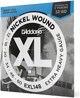 D'ADDARIO EXL148 NICKEL WOUND EXTRA-HEAVY 12-60 струны для электрогитары, никелерованная сталь, 12-60