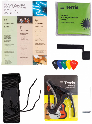 TERRIS TD-045 SB Starter Pack набор гитариста: ак. гитара цвета санберст и комплект аксессуров фото 7