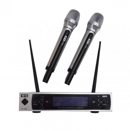 B&G ST-980 Радиосистема вокальная, UHF 600-800MHz, PLL, 200 каналов, 2 ручных микрофона