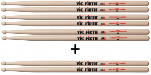 VIC FIRTH P2B.3-2B.1 Барабанные палочки, материал орех, деревянные наконечники (4 пары по цене 3х)