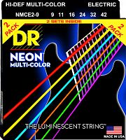 DR NMCE-2/9 HI-DEF NEON струны для электрогитары с люминесцентным покрытием разноцветные 9 42 (
