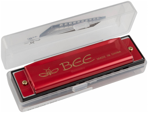 BEE DF10A-1 RED диатоническая губная гармошка, C, корпус пластик, крышки и платы алюминий. Цвет: кра фото 4