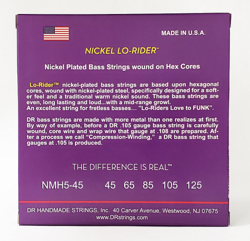 DR NMH5-45 NICKEL LO-RIDER струны для 5-струнной бас-гитары никель 45 125 фото 2