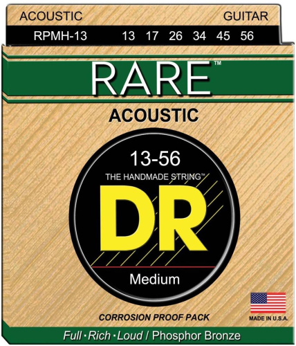 DR Strings RPMH-13 Струны для акустической гитары Rare Phos.Bronze Acoustic 13-56 Med-Heav, фосфор/