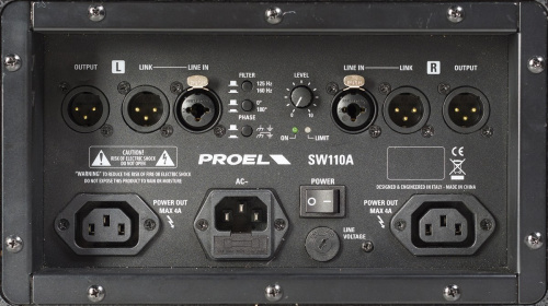 Proel SW110A активый сабвуфер, буковая фанера, 10", 250Вт, 46-160Гц, Max SPL 122дБ, 18кг, колёса.