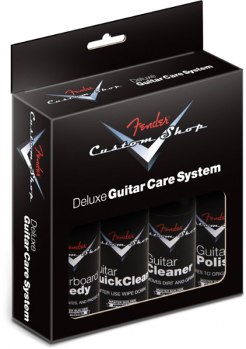 FENDER Custom Shop Deluxe Guitar Care System, 4 Pack, Black набор из 4-х средств по уходу за гитаро