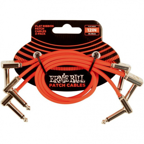 ERNIE BALL 6403 соединительный кабель плоский, 30см,угловой джек/угловой джек, красный