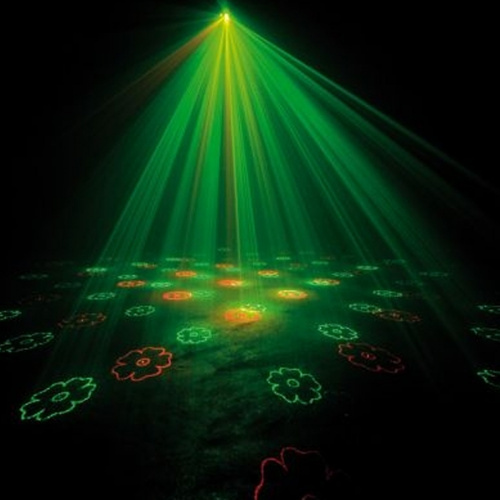 American DJ Micro Gobo зеленый лазер мощностью 30мВт+красный лазер мощностью 80мВт, свыше 200 красны фото 2