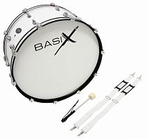 BASIX Marching Bass Drum 26x10" бас-барабан маршевый с ремнем и колотушкой, белый (F893122)