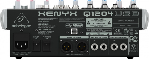 Behringer Q1204USB аналоговый микшер с USB/аудио интерфейсом, XENYX микрофонными предусилителеми и компрессорами, "British" эквалайзером, 8 каналов фото 2