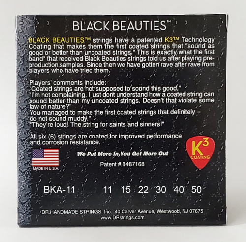 DR BKA-11 BLACK BEAUTIES струны для акустической гитары чёрные 11 50 фото 2