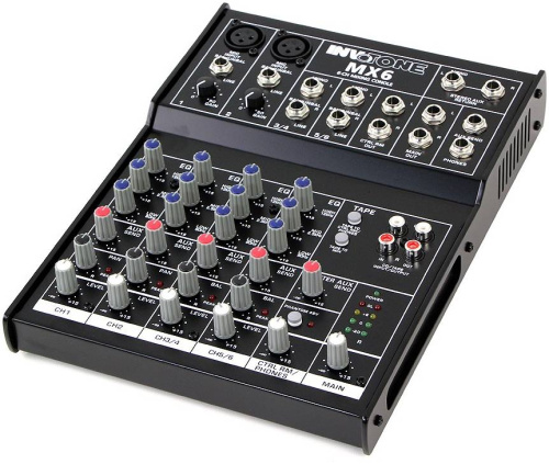 Invotone MX6 микшерный пульт,2 микрофонных входа, XLR и балансный Jack,2 стерео входа.