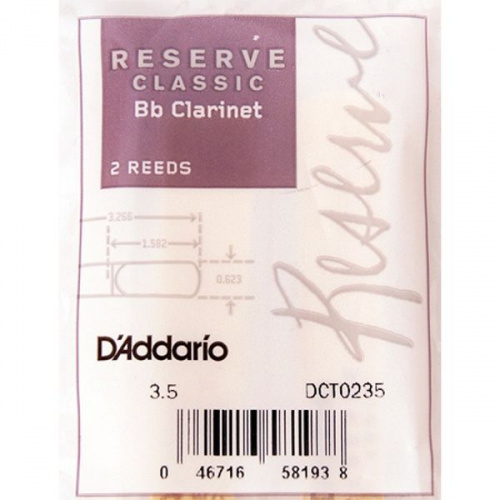 D'Addario DCT02355 трости для кларнета Bb, RESERVE Classic (3 1/2 +), 2шт.в пачке