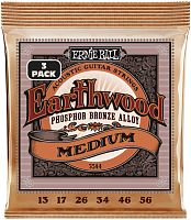 ERNIE BALL 3544 набор из 3х комплектов для акуст.гитары Earthwood Medium Phosphor Br (13-56)
