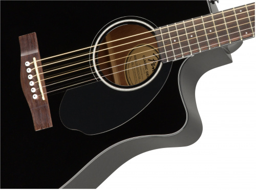 FENDER CD-60SCE Dread Black WN электроакустическая гитара, топ массив ели, накладка орех, цвет черный фото 2