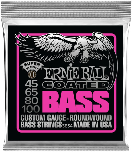 Ernie Ball 3834 струны для бас-гитары Coated Bass Super Slinky (45-65-80-100)