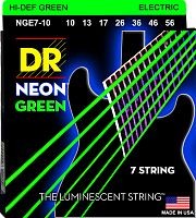 DR NGE7-10 HI-DEF NEON струны для 7-струнной электрогитары с люминесцентным покрытием зелёные 10