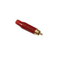 Amphenol ACPR-RED Кабельный разъем RCA, металлический корпус, позолоченные контакты, мягкий хвостовик, цвет красный