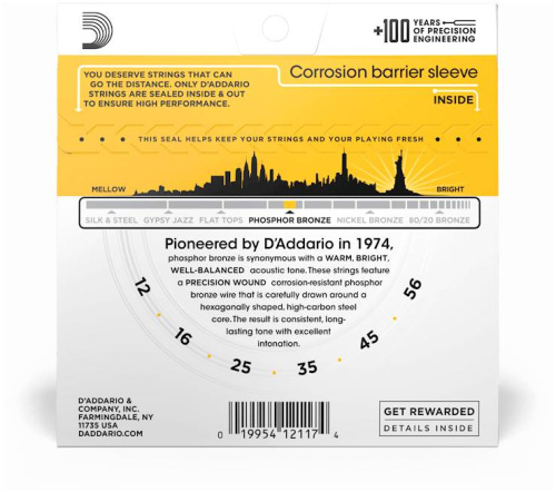 D'Addario EJ19 струны для ак. гитары фосфор/бронза, bluegrass, 12-56 фото 2