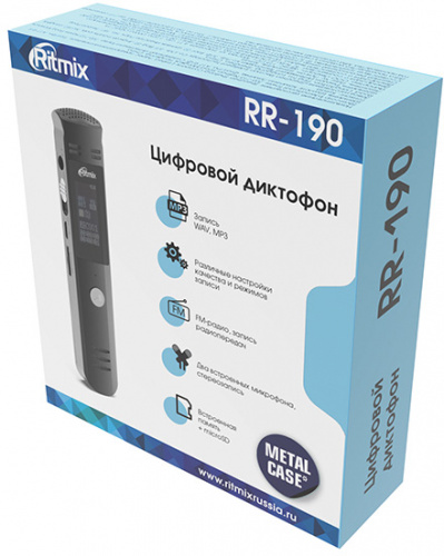 RITMIX RR-190 8Gb 8 Гб, PCM/ NR/HQ/LP (MP3, WAV), 2 микрофона, стереозапись, microSD (до 32 Гб), FM-радио, VOR, матричный дисплей, функция MP3 плеера  фото 5