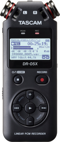 Tascam DR-05x Портативный цифровой диктофон/2x2 аудиоинтерфейс/USB микрофон конденсаторные стерео микрофоны, 24 бит / 96 кГц.