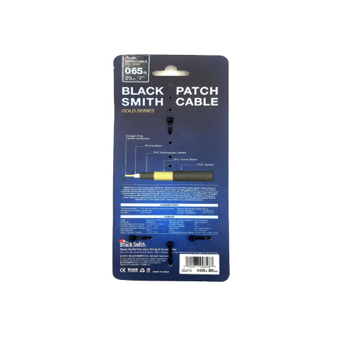 BlackSmith Patch Cable Gold Series 0.65ft GSPC-20 патч-кабель, 20 см, угл Jack + угл Jack, позол ко фото 2