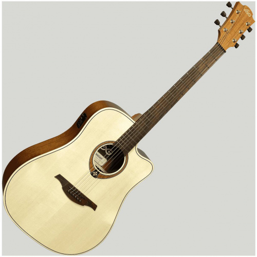 LAG T-70D CE NAT Электро-акустическая гитара, Дредноут с вырезом и пьезодатчиком, цвет натуральный фото 2