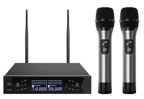 Axelvox DWS7000HT (HT Bundle) Микрофонная радиосистема с DSP, UHF 710-726 MHz, 100 каналов,LCD дисплей, 2х ИК порт, 2 ручных микрофона, 2 держателя на