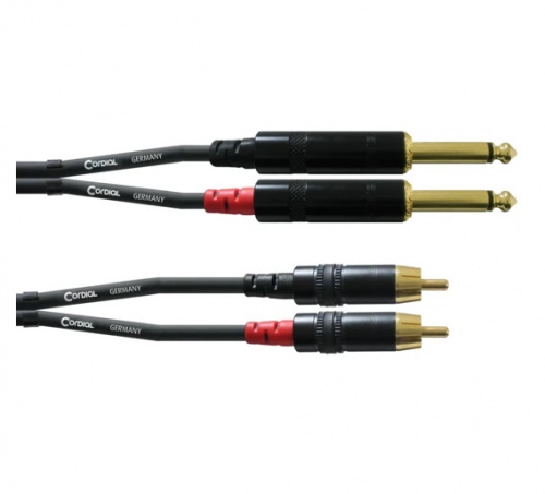 Cordial CFU 0.9 PC кабель сдвоенный RCA/джек моно 6.3мм male, 0.9м, черный