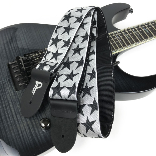 Perri's TWS-7061 Ремень для гитары Серия: JACQUARD Материал: жаккард Рисунок: чёрные звёзды на фото 2