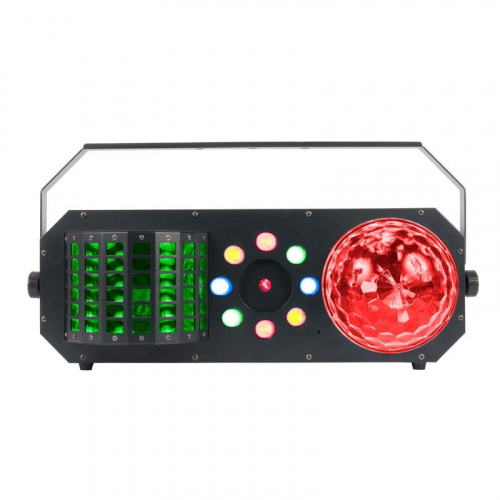 American DJ Boom Box FX1 Светодиодный прибор 4-в-1: купольный эффект, дерби-эффект, эффект стробоскопа/чейзов и красно-зеленый лазер. фото 2