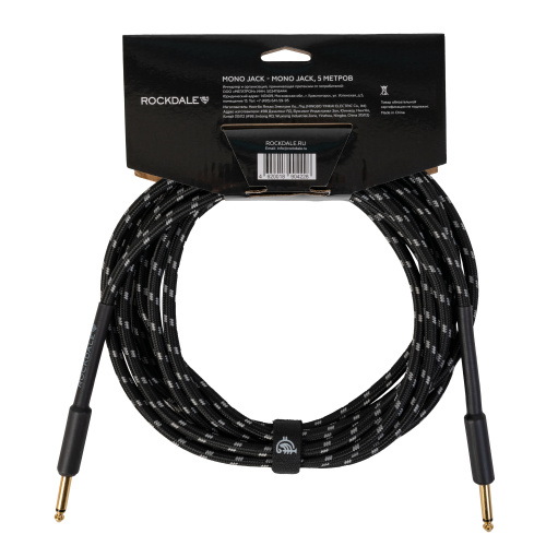 ROCKDALE Wild E5 инструментальный (гитарный) кабель, материал твид, цвет черный, металлические разъемы mono jack - mono jack, 5 фото 2