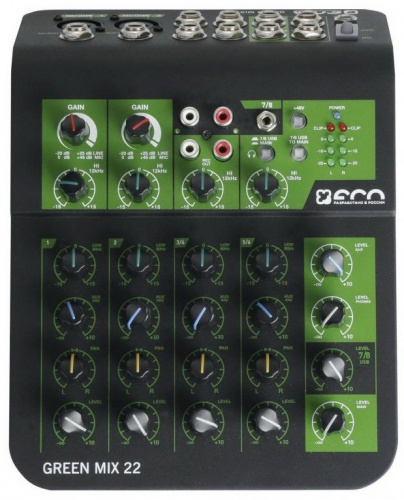 Eco Green Mix 22 миниатюрный микшерный пульт со встроенным аудиоинтерфейсом фото 4